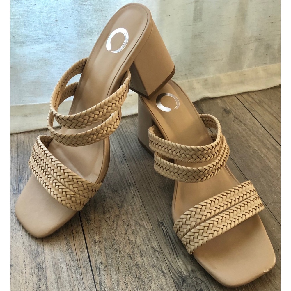 Nude Open Toe Sandal with Block Heel